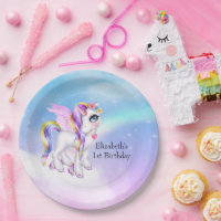 Belle licorne avec Rainbow Mane Anniversaire