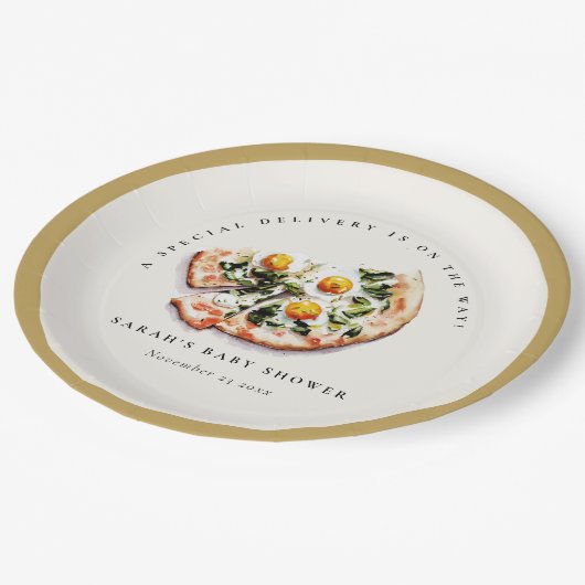 Assiettes En Carton Belle livraison spéciale Pizza Baby shower Party (Angle)