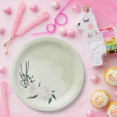 Assiettes En Carton belle mariage blanche fleurie (Fête)