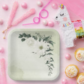 Assiettes En Carton belle mariage blanche fleurie (Fête)