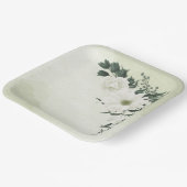 Assiettes En Carton belle mariage blanche fleurie (Angulaire)