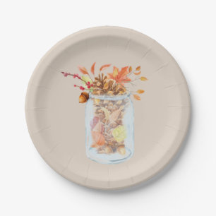Assiettes En Carton Belle Mason Jar Automne Thanksgiving Aquarelle