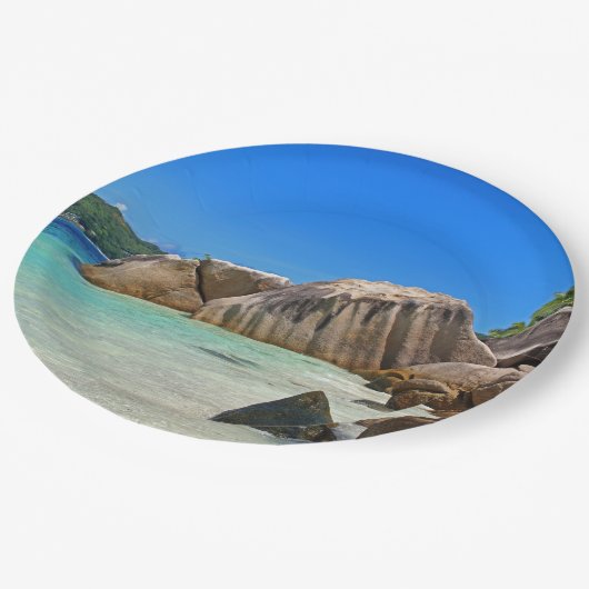 Assiettes En Carton Belle Mer Tropicale avec Côte Rocheuse Couverte (Angle)