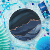 Assiettes En Carton Belle motif d'agate bleu post-quarantaine (Fête)