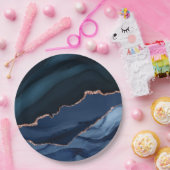 Assiettes En Carton Belle motif d'agate bleu post-quarantaine (Fête)