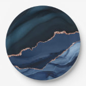 Assiettes En Carton Belle motif d'agate bleu post-quarantaine (Devant)