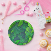 Assiettes En Carton Belle Motif Feuille verte (Fête)