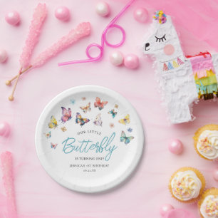 Assiettes En Carton Belle papillons Fête d'anniversaire de la fille