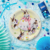 Assiettes En Carton Belle Pâques lapines rétro vintage (Fête)