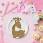 Assiettes En Carton Belle Parties scintillant d'or Noël Reindeer vacan (Fête)