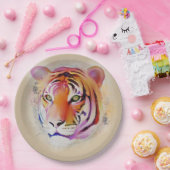 Assiettes En Carton Belle peinture couleur Tigre Aquarelle (Fête)