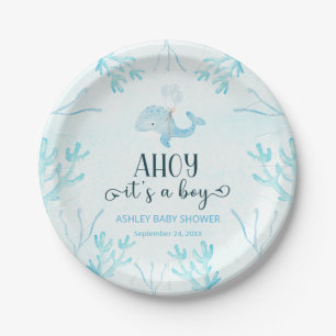 Assiettes En Carton Belle petite baleine baby shower Plaque de papier