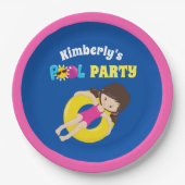 Assiettes En Carton Belle Piscine Fête Personnalisée Filles Anniversai (Devant)