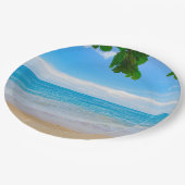 Assiettes En Carton Belle plage Blue Tropical (Angle)