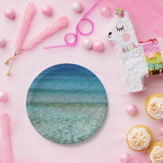 Assiettes En Carton Belle plage de sable (Fête)