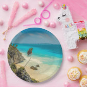 Assiettes En Carton Belle plage de sable Paradis tropical (Fête)