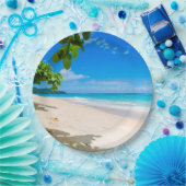 Assiettes En Carton Belle plage tropicale ensoleillée Photo (Fête)