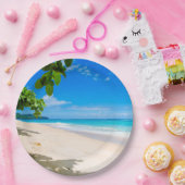 Assiettes En Carton Belle plage tropicale ensoleillée Photo (Fête)