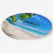 Assiettes En Carton Belle plage tropicale ensoleillée Photo Anniversai (Angle)