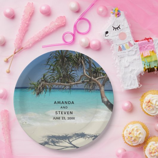 Assiettes En Carton Belle plage tropicale Ocean Paradise Mariage (Fête)