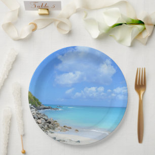 Assiettes En Carton Belle Plage Tropicale Turquoise