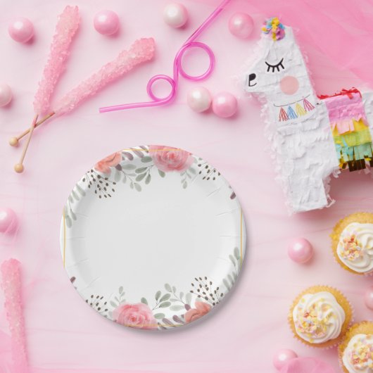 Assiettes En Carton Belle plaque à papier imprimé fleuri (Fête)