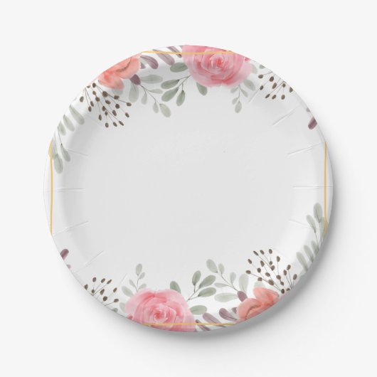 Assiettes En Carton Belle plaque à papier imprimé fleuri (Devant)