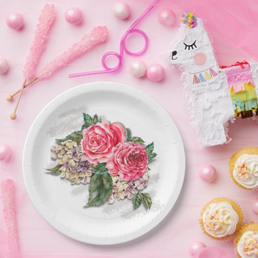 Assiettes En Carton Belle plaque en papier Roses rouges (Fête)