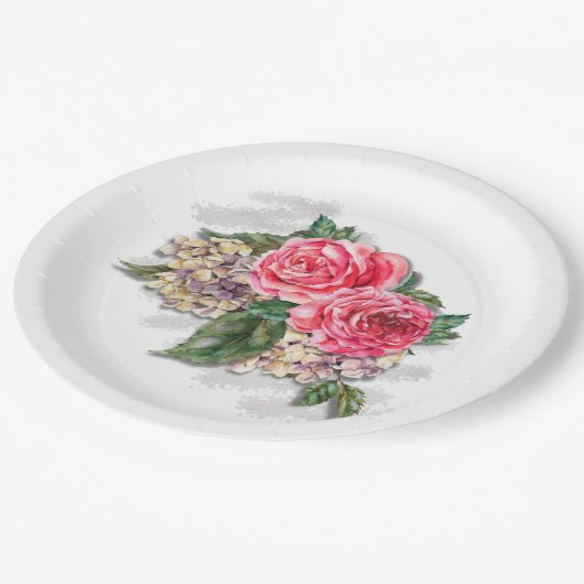 Assiettes En Carton Belle plaque en papier Roses rouges (Angle)