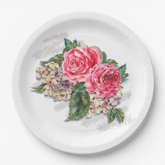 Assiettes En Carton Belle plaque en papier Roses rouges (Devant)