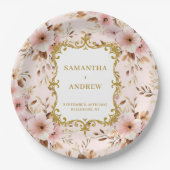 Assiettes En Carton Belle Plaques papier Mariage en or (Devant)