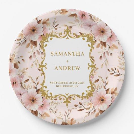 Assiettes En Carton Belle Plaques papier Mariage en or (Devant)