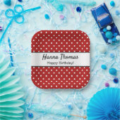 Assiettes En Carton Belle Polka Blanc Rouge Point Anniversaire (Fête)