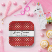 Assiettes En Carton Belle Polka Blanc Rouge Point Anniversaire (Fête)