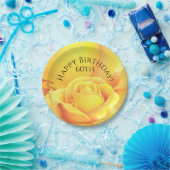 Assiettes En Carton Belle Rose Jaune Joyeux Anniversaire (Fête)