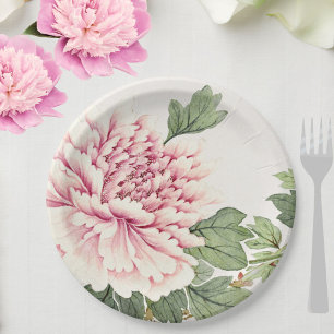 Assiettes En Carton Belle rose rose rose rose rose Peony Romantique Fl