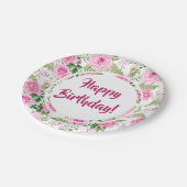 Assiettes En Carton Belle rose Roses Joyeux anniversaire (Angle)