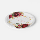 Assiettes En Carton Belle Roses Rouges Or Filigree Quinceañera (Angle)