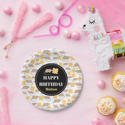 Assiettes En Carton Belle Souris Rodent Manger Fromage Anniversaire (Fête)