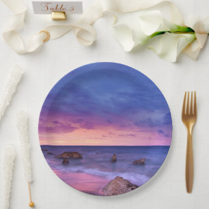 Assiettes En Carton Belle Sunset Coastal photo Anniversaire
