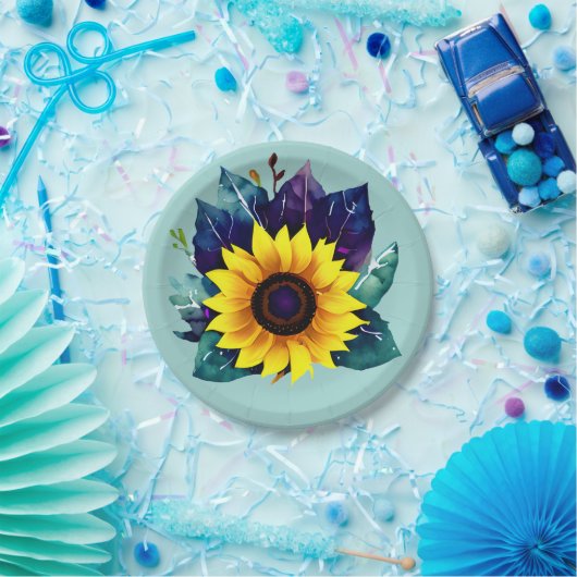 Assiettes En Carton Belle tournesol simple ouvert (Fête)