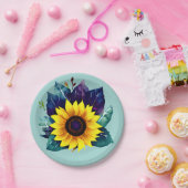 Assiettes En Carton Belle tournesol simple ouvert (Fête)