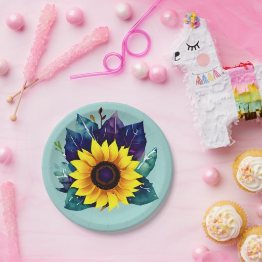 Assiettes En Carton Belle tournesol simple ouvert (Fête)