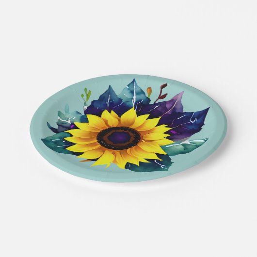 Assiettes En Carton Belle tournesol simple ouvert (Angle)