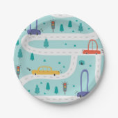 Assiettes En Carton Belle Voiture Boy Fête d'Anniversaire (Devant)