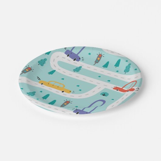 Assiettes En Carton Belle Voiture Boy Fête d'Anniversaire (Angle)