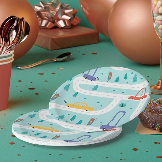 Assiettes En Carton Belle Voiture Boy Fête d'Anniversaire