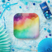 Assiettes En Carton Belles couleurs arc-en-ciel Design abstrait (Fête)