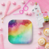 Assiettes En Carton Belles couleurs arc-en-ciel Design abstrait (Fête)