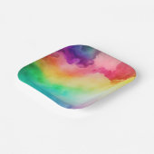 Assiettes En Carton Belles couleurs arc-en-ciel Design abstrait (Angulaire)